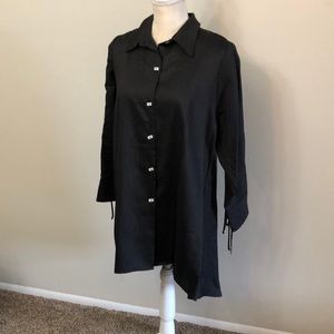 Black Linen Shirt-style Tunic